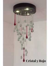 Candil Espiral Mediano Cristal y Rojo